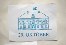 Útprenguð mynd af alþingishúsinu, fyrir neðan stendur 29. október